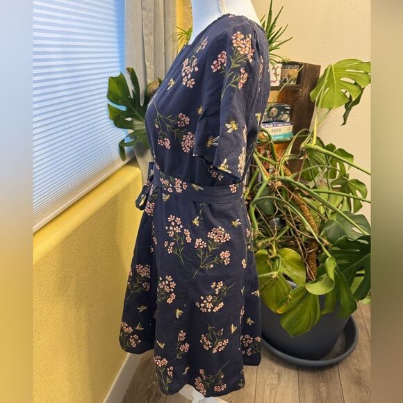 Modcloth x Princess Highway - Navy Floral Bee Dress 🐝 Size 14 Belted - Picture 3 of 7